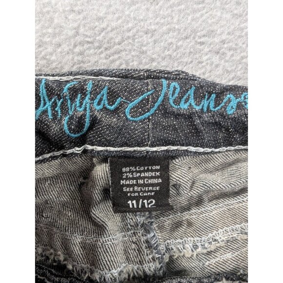 Ariya Jeans Womens SZ 12 Blue Embroidered Pockets Thick Stitch Flared Whiskers - Picture 13 of 13